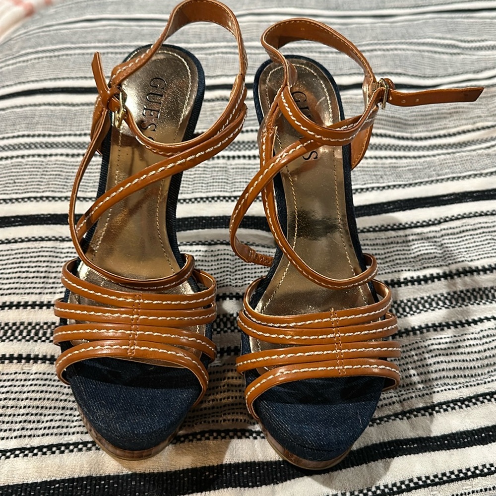 GUESS denim stiletto heels platform - size 6